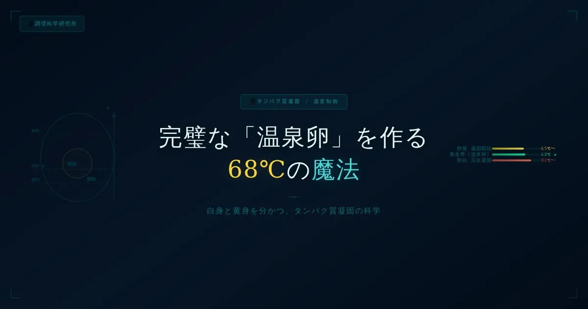 完璧な「温泉卵」を作る温度の魔法〜白身と黄身を分かつ、タンパク質凝固の「68℃の壁」〜 - 調理科学研究所シェフによる技術アーカイブ | Chef's Memo